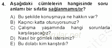 Türkçe Biçim Bilgisi 2013 - 2014 Dönem Sonu Sınavı 4.Soru