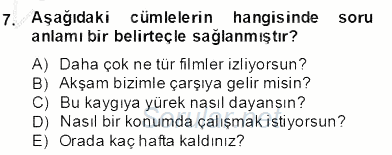 Türkçe Biçim Bilgisi 2013 - 2014 Dönem Sonu Sınavı 7.Soru