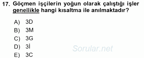 Yeni Teknolojiler ve Çalışma Hayatı 2017 - 2018 Ara Sınavı 17.Soru