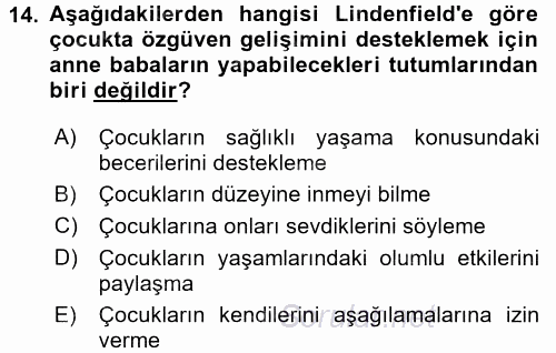 Aile İçi Uyumlu Etkileşim 2017 - 2018 3 Ders Sınavı 14.Soru