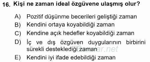 Aile İçi Uyumlu Etkileşim 2017 - 2018 3 Ders Sınavı 16.Soru