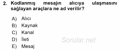 Aile İçi Uyumlu Etkileşim 2017 - 2018 3 Ders Sınavı 2.Soru