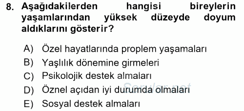 Aile İçi Uyumlu Etkileşim 2017 - 2018 3 Ders Sınavı 8.Soru