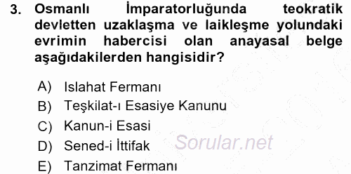 Türk Anayasa Hukuku 2015 - 2016 Ara Sınavı 3.Soru