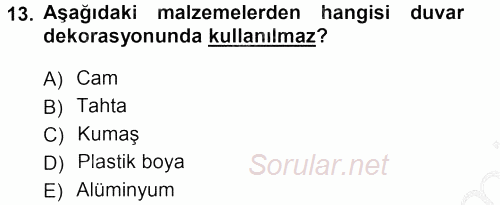 Mağaza Atmosferi 2012 - 2013 Ara Sınavı 13.Soru