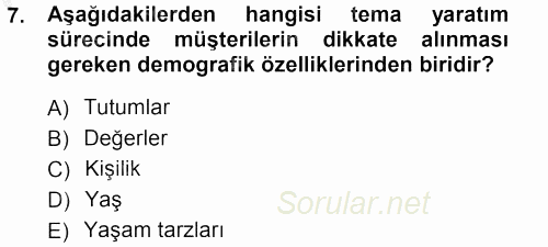Mağaza Atmosferi 2012 - 2013 Ara Sınavı 7.Soru