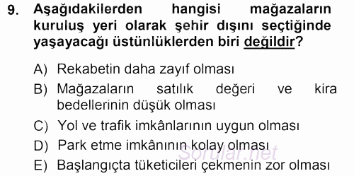 Mağaza Atmosferi 2012 - 2013 Ara Sınavı 9.Soru