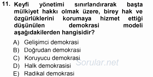 İnsan Hakları ve Demokratikleşme Süreci 2012 - 2013 Dönem Sonu Sınavı 11.Soru