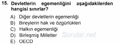 İnsan Hakları ve Demokratikleşme Süreci 2012 - 2013 Dönem Sonu Sınavı 15.Soru
