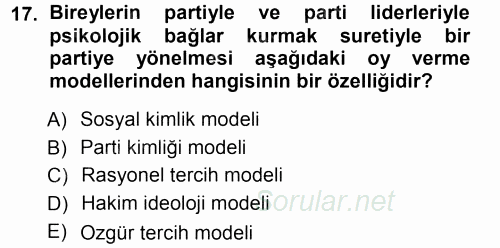 İnsan Hakları ve Demokratikleşme Süreci 2012 - 2013 Dönem Sonu Sınavı 17.Soru