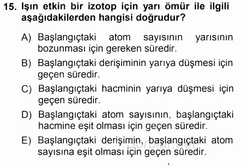 Çevre Sorunları ve Politikaları 2012 - 2013 Ara Sınavı 15.Soru