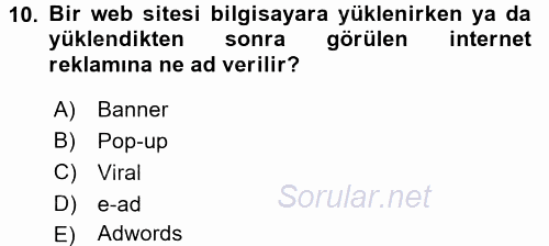 Elektronik Ticaret 2017 - 2018 Ara Sınavı 10.Soru