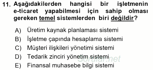 Elektronik Ticaret 2017 - 2018 Ara Sınavı 11.Soru