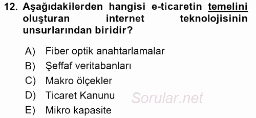 Elektronik Ticaret 2017 - 2018 Ara Sınavı 12.Soru