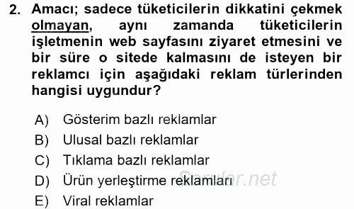 Elektronik Ticaret 2017 - 2018 Ara Sınavı 2.Soru