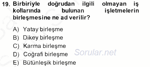 Şirketler Muhasebesi 2013 - 2014 Dönem Sonu Sınavı 19.Soru