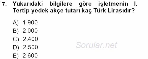 Şirketler Muhasebesi 2013 - 2014 Dönem Sonu Sınavı 7.Soru