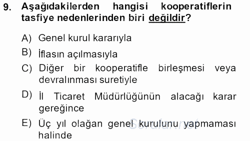 Şirketler Muhasebesi 2013 - 2014 Dönem Sonu Sınavı 8.Soru