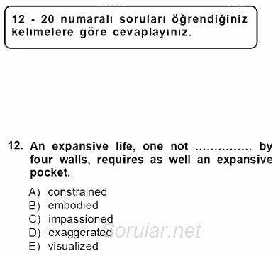 Okuma Ve Yazma Becerileri 1 2012 - 2013 Ara Sınavı 12.Soru