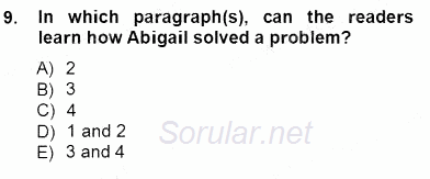 Okuma Ve Yazma Becerileri 1 2012 - 2013 Ara Sınavı 9.Soru
