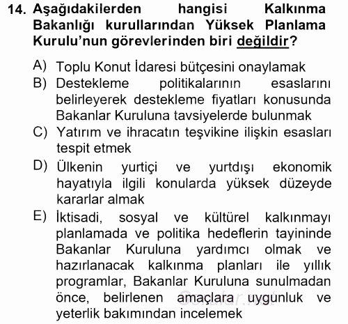 Dış Ticaretle İlgili Kurumlar ve Kuruluşlar 2012 - 2013 Ara Sınavı 14.Soru
