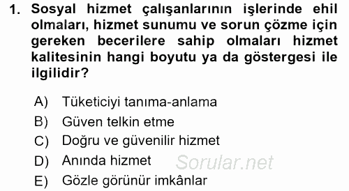 Sosyal Hizmet Yönetimi 2015 - 2016 Dönem Sonu Sınavı 1.Soru