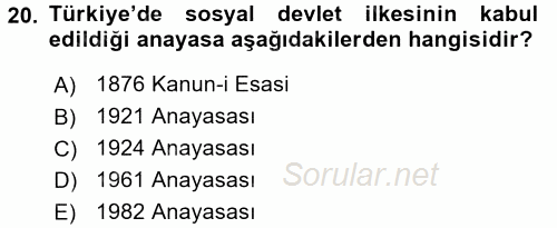 Sosyal Hizmet Yönetimi 2015 - 2016 Dönem Sonu Sınavı 20.Soru