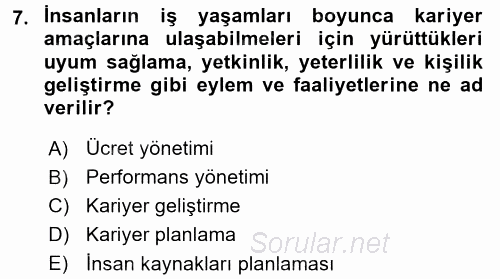Sosyal Hizmet Yönetimi 2015 - 2016 Dönem Sonu Sınavı 7.Soru
