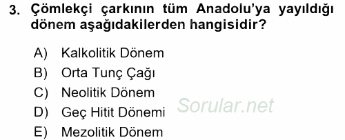 Anadolu Arkeolojisi 2015 - 2016 Tek Ders Sınavı 3.Soru