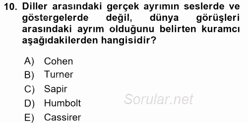 Türkiye´nin Toplumsal Yapısı 2015 - 2016 Tek Ders Sınavı 10.Soru