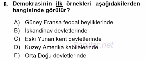 Türkiye´nin Toplumsal Yapısı 2015 - 2016 Tek Ders Sınavı 8.Soru