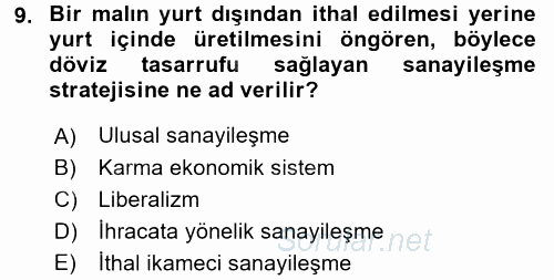 Türkiye´nin Toplumsal Yapısı 2015 - 2016 Tek Ders Sınavı 9.Soru