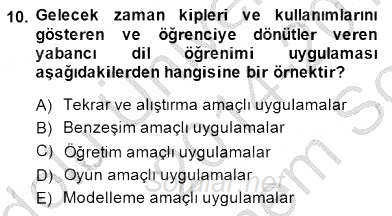 İng. Öğretmenliğinde Öğretim Teknolojileri Ve Materyal Tasarımı 1 2014 - 2015 Dönem Sonu Sınavı 10.Soru