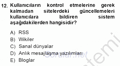 İng. Öğretmenliğinde Öğretim Teknolojileri Ve Materyal Tasarımı 1 2014 - 2015 Dönem Sonu Sınavı 12.Soru