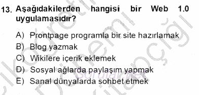 İng. Öğretmenliğinde Öğretim Teknolojileri Ve Materyal Tasarımı 1 2014 - 2015 Dönem Sonu Sınavı 13.Soru