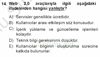 İng. Öğretmenliğinde Öğretim Teknolojileri Ve Materyal Tasarımı 1 2014 - 2015 Dönem Sonu Sınavı 14.Soru