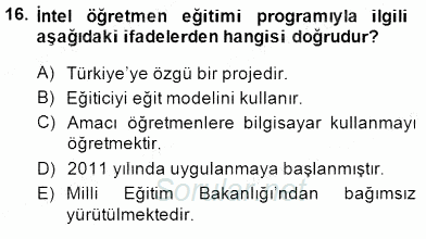İng. Öğretmenliğinde Öğretim Teknolojileri Ve Materyal Tasarımı 1 2014 - 2015 Dönem Sonu Sınavı 16.Soru