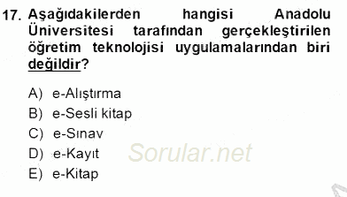 İng. Öğretmenliğinde Öğretim Teknolojileri Ve Materyal Tasarımı 1 2014 - 2015 Dönem Sonu Sınavı 17.Soru