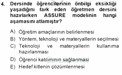 İng. Öğretmenliğinde Öğretim Teknolojileri Ve Materyal Tasarımı 1 2014 - 2015 Dönem Sonu Sınavı 4.Soru