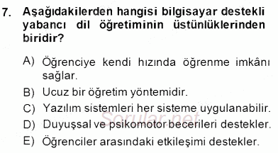 İng. Öğretmenliğinde Öğretim Teknolojileri Ve Materyal Tasarımı 1 2014 - 2015 Dönem Sonu Sınavı 7.Soru