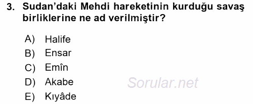 Osmanlı Tarihi (1876–1918) 2016 - 2017 Dönem Sonu Sınavı 3.Soru