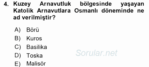 Osmanlı Tarihi (1876–1918) 2016 - 2017 Dönem Sonu Sınavı 4.Soru