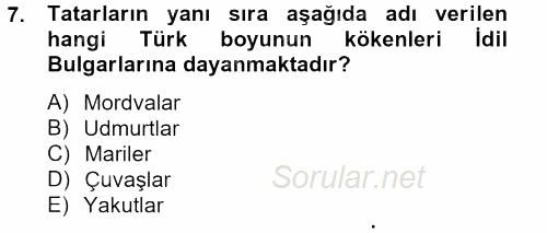 İlk Müslüman Türk Devletleri 2014 - 2015 Ara Sınavı 7.Soru
