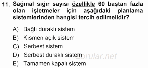 Tarımsal Yapılar ve Sulama 2013 - 2014 Ara Sınavı 11.Soru
