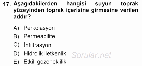 Tarımsal Yapılar ve Sulama 2013 - 2014 Ara Sınavı 17.Soru