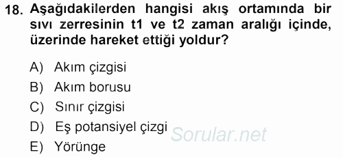 Tarımsal Yapılar ve Sulama 2013 - 2014 Ara Sınavı 18.Soru