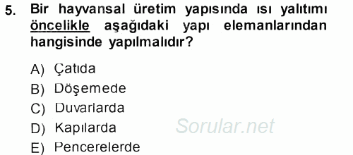 Tarımsal Yapılar ve Sulama 2013 - 2014 Ara Sınavı 5.Soru