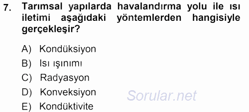Tarımsal Yapılar ve Sulama 2013 - 2014 Ara Sınavı 7.Soru