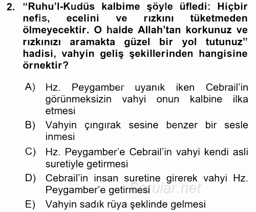 Tefsir Tarihi ve Usulü 2017 - 2018 Ara Sınavı 2.Soru