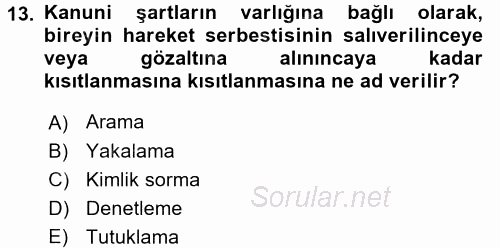 Suç Önleme Modelleri 2017 - 2018 Ara Sınavı 13.Soru